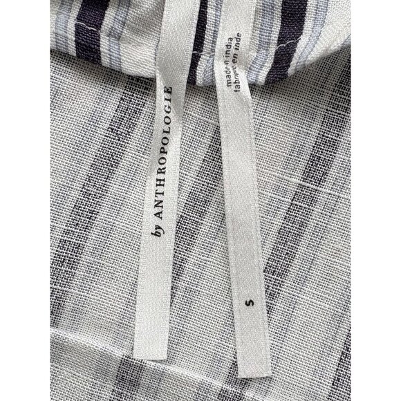 By Anthropologie Linen Blend Striped Relaxed Fit Open Back Dress S - Picture 7 of 8